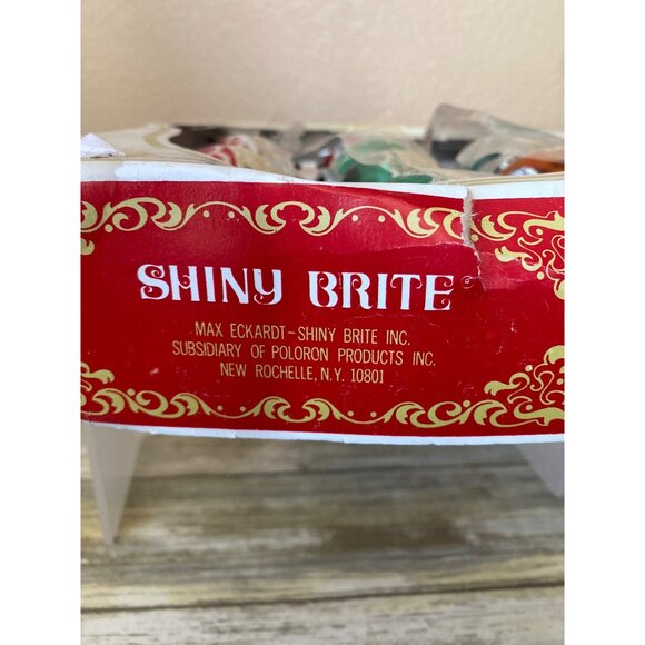 Vtg Shiny Brite Stenciled Glass Ornaments 1960s Box of 10 Max Eckardt Poloron - Picture 10 of 12